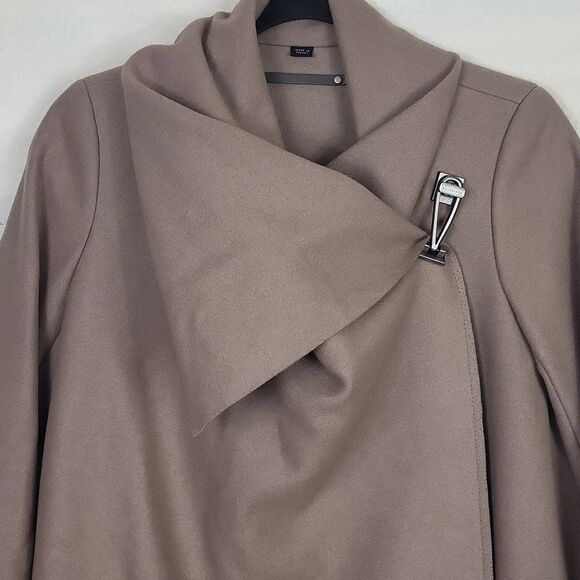 All Saints City Monument Wool mix Taupe Coat with Gun Silver Buckle. Size 4 - Picture 3 of 11